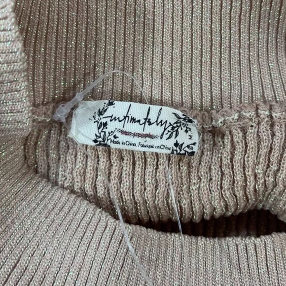 Free People Bodysuit Gold Tan Disco Sparkle Long Sleeve Top Size M NEW - Picture 5 of 16